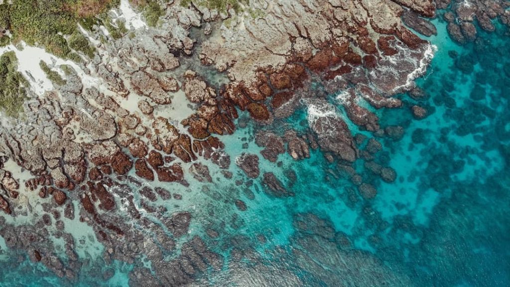 墾丁潛水勝地香蕉灣的裙礁地形，有大量的寄居蟹和珊瑚沙、礁岩礫石及粗粒的貝殼砂，是到潛水愛好者的天堂