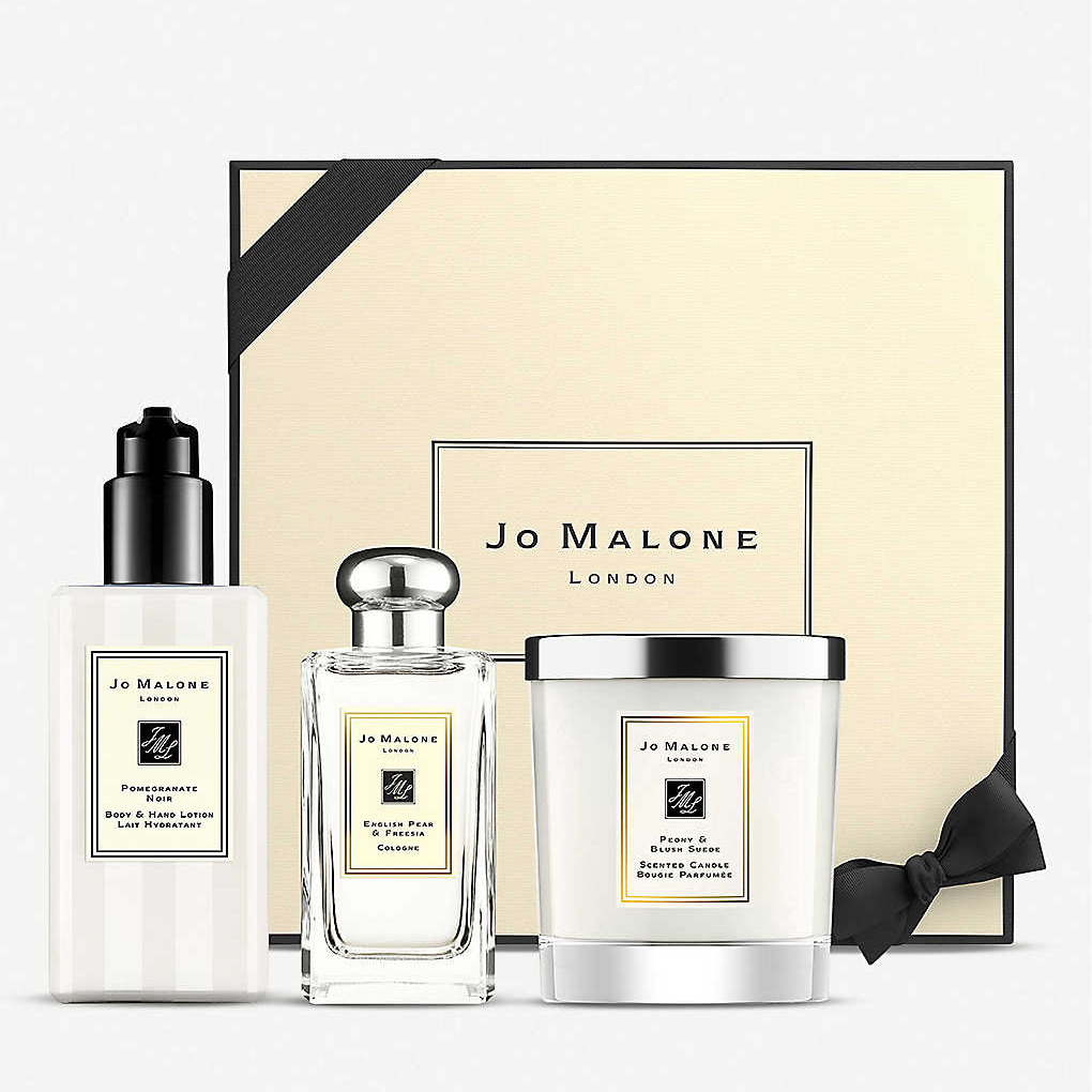 Selfridge Jo Malone香水折扣 100ML 網購 Jo Malone香水 Jo Malone的香氛工藝蠟燭 Luxurious & Juicy fragrance trio gift set（HK$1440）